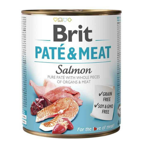 Brit Pate & Meat Salmon 800g - wilgotna karma z łososiem dla psów