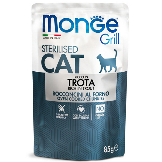 Monge Grill karma dla sterylizowanych kotów Pstrąg 85g