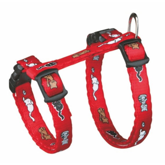 Regulowane szelki z nadrukiem "koty" dla małych kotów i kociąt, ze smyczą - Trixie