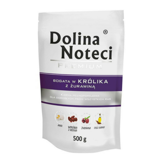 Dolina Noteci Premium - karma dla psów dorosłych królik z żurawiną saszetka 500 g