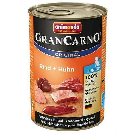 Animonda Gran Carno Junior wołowina z kurczakiem karma dla szczeniąt puszka 400g