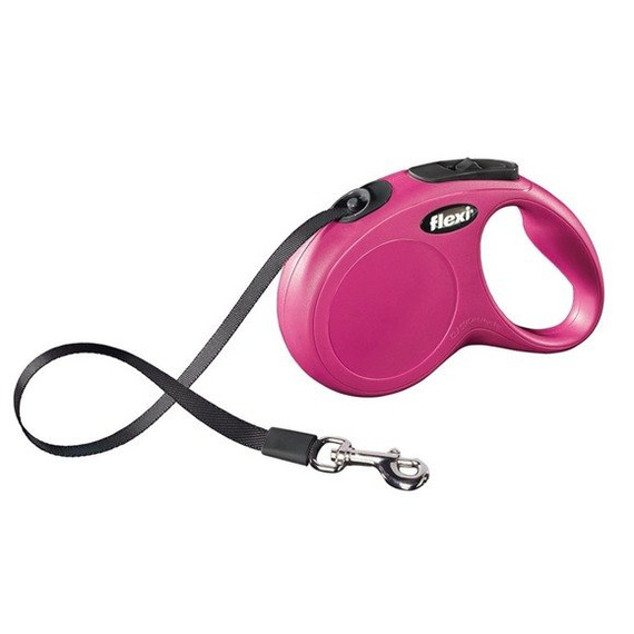 Flexi Smycz New Classic XS - taśma 3m, różowa smycz automatyczna