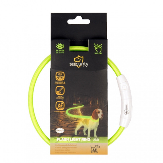 Obroża świecąca Duvo+ USB Nylon Green 45 cm