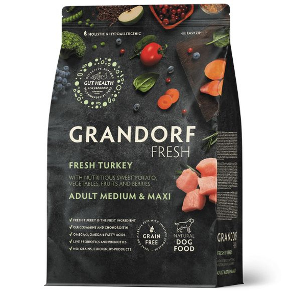 Grandorf Fresh Turkey Adult Medium Maxi – bezzbożowa karma dla psów dorosłych 3kg