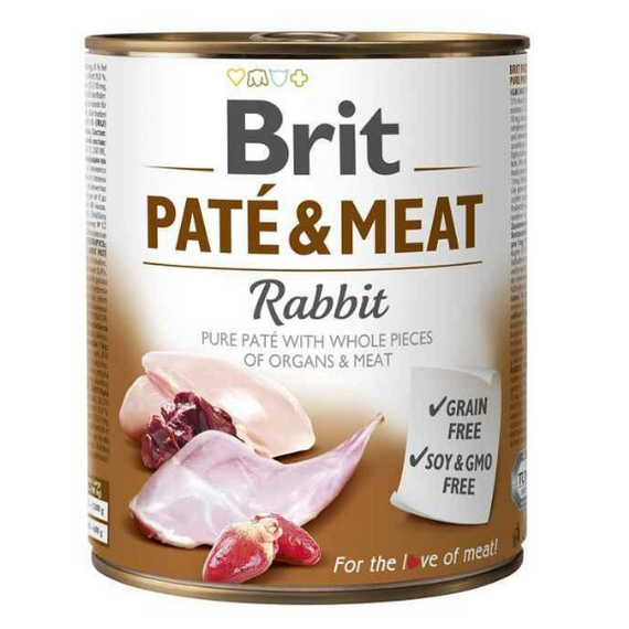 Brit Pate & Meat Rabbit 800g - wilgotna karma z królikiem dla psów