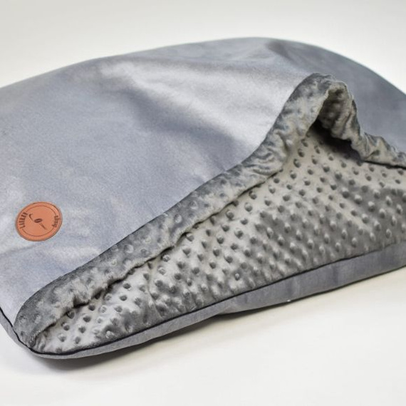 Legowisko dla psa lub kota - Lauren Design Norka Nel srebrny velvet 100 x 80 cm