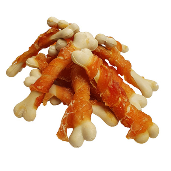 Wanpy Chicken Jerky & Calcium Bone Twists kosteczki owinięte kurczakiem 100g