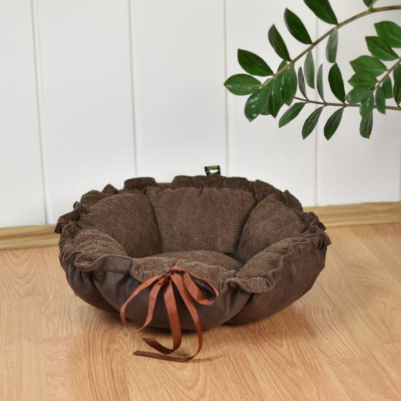Lauren Design legowisko Daisy dla psa lub kota brąz + brąz struktura 80cm