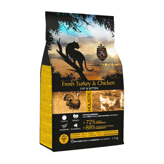 Ambrosia Fresh Indyk i Kurczak - karma dla kotów 5 kg