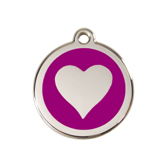 Adresówka dla psa średnia - okrągła zawieszka SERCE różne kolory - Red Dingo