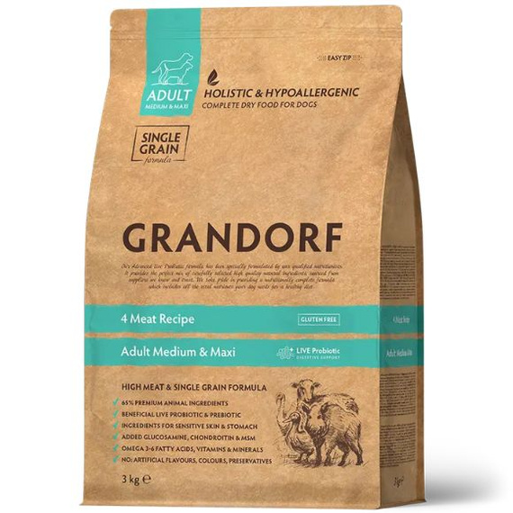 Grandorf Adult Medium Maxi 4 Meat 3kg sucha karma dla psów dorosłych