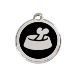 Adresówka dla psa średnia - okrągła zawieszka KOŚĆ W MISCE różne kolory - Red Dingo