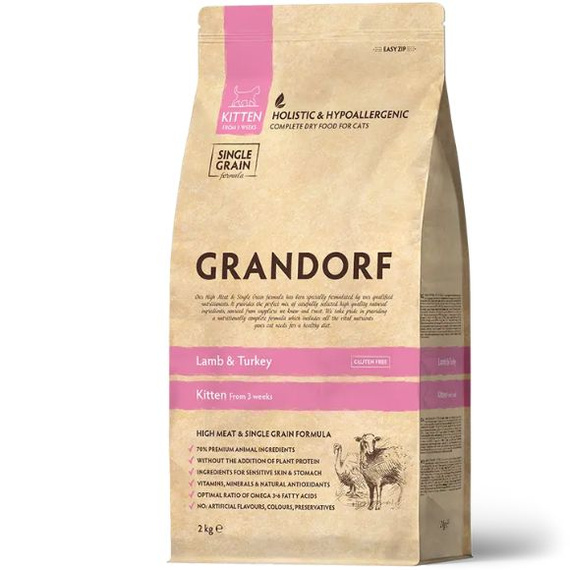 Grandorf Jagnięcina i Indyk sucha karma dla kociąt 2kg