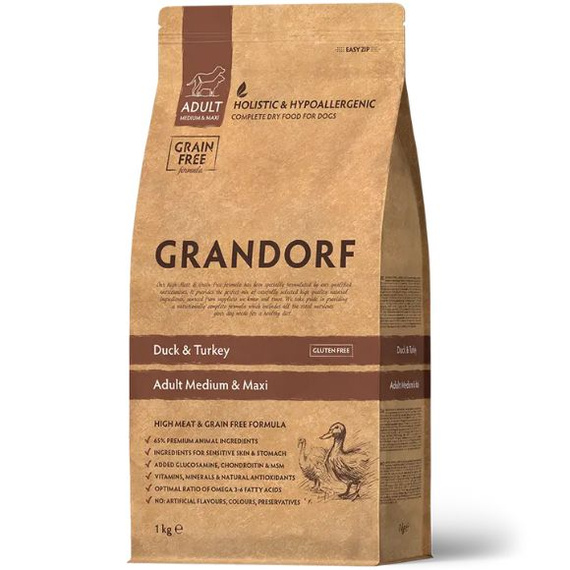 Grandorf Medium Maxi Adult Duck Turkey 10kg – karma hipoalergiczna dla psów