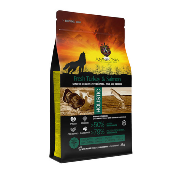 Ambrosia Senior sucha karma dla psa Świeży Indyk i Łosoś 12kg
