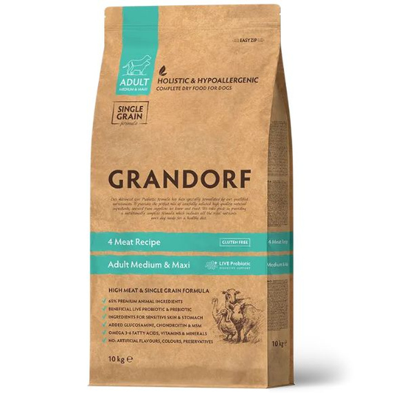 Grandorf Adult Medium Maxi 4 Meat 3kg sucha karma dla psów dorosłych