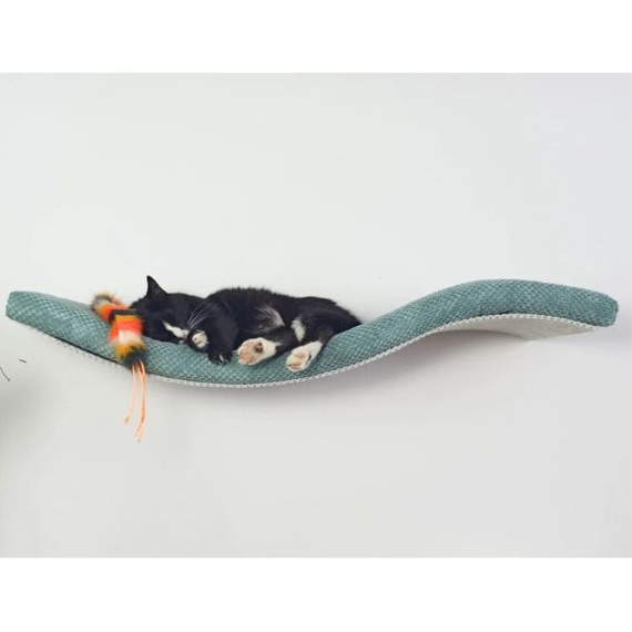 Cat's Atelier Półka na ścianę dla kota fala symetryczna lewa 75cm - musztardowa