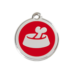 Adresówka dla psa średnia - okrągła zawieszka KOŚĆ W MISCE różne kolory - Red Dingo