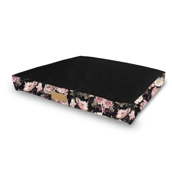 Materac dla psa XXL 110/90cm czarny, róże - Dogeste