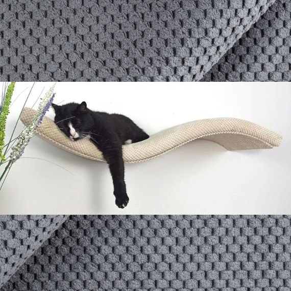 Cat's Atelier Półka na ścianę dla kota fala symetryczna lewa 75cm - ciemnoszara