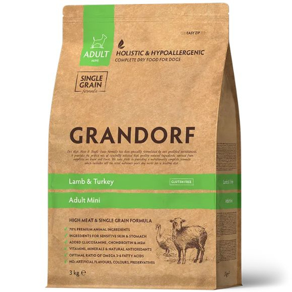 Grandorf Adult Mini Jagnięcina i Indyk 1kg sucha karma dla psów dorosłych