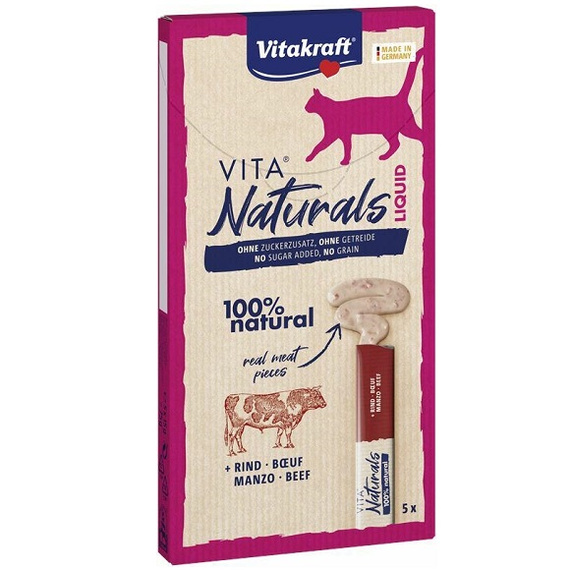 Vitakraft Vita Naturals Liquid Snack wołowina - przysmak dla kota 5x15g 