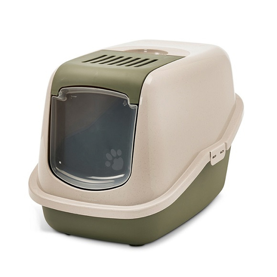 Toaleta Savic Nestor kryta kuweta z wygodnymi drzwiczkami granit z zielonym