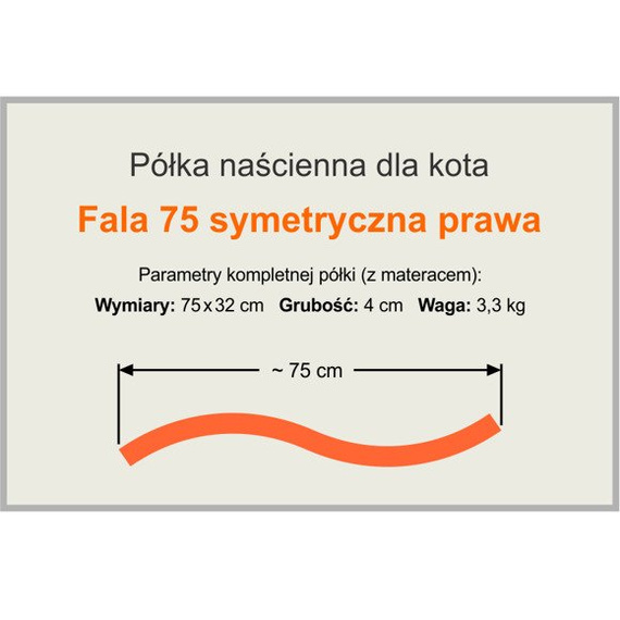 Półka dla kota FALA 75 symetryczna prawa kolor granatowy