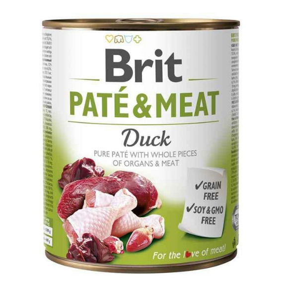 Brit Pate & Meat Duck 800g - wilgotna karma z kaczką dla psów,