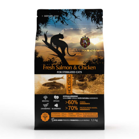Ambrosia Fresh Łosoś i Kurczak- karma dla kotów 1,5 kg