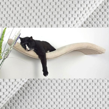 Cat's Atelier Półka na ścianę dla kota fala symetryczna lewa 75cm - jasnoszara