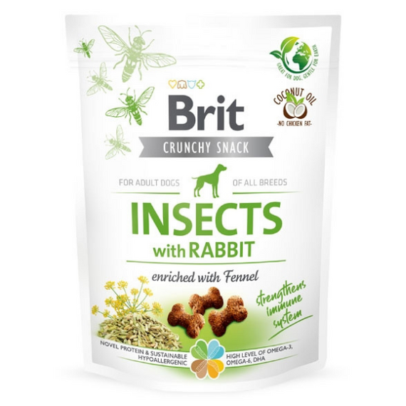 Brit Crunchy Snack Insect with Rabbit 200g - owady, królik, koper włoski przysmak dla psa