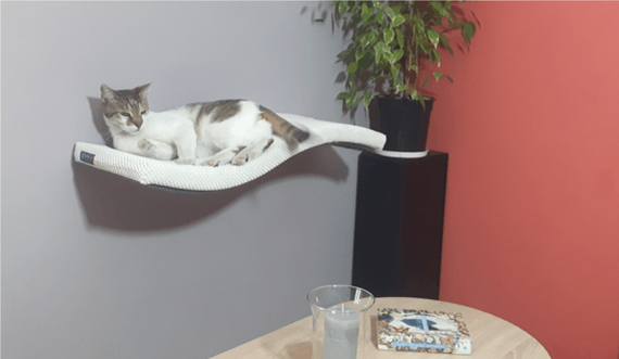 Półka dla kota FALA 75 symetryczna lew kolor beżowy