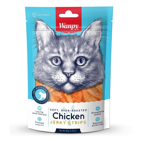 Wanpy Chicken Jerky Strips 80g miękkie paski kurczaka dla kota