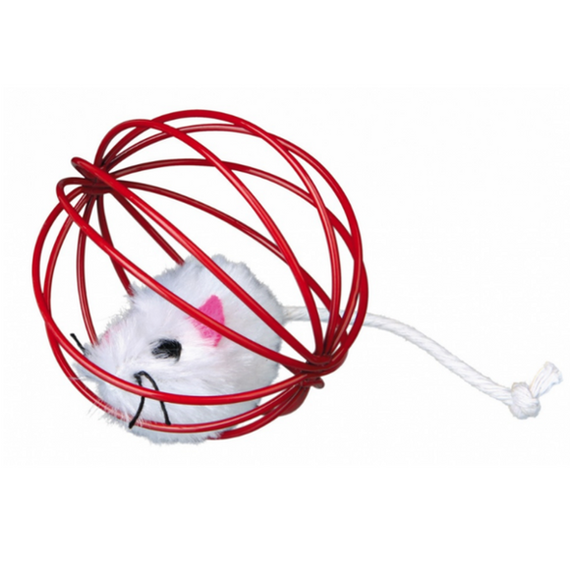 Pluszowa myszka w kulce - zabawka dla kota - Trixie