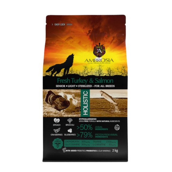 Ambrosia Senior sucha karma dla psa Świeży Indyk i Łosoś 2kg