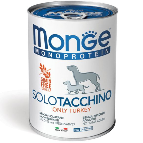 Monge Dog Solo Turkey, monoproteinowa mokra karma dla psów 400g