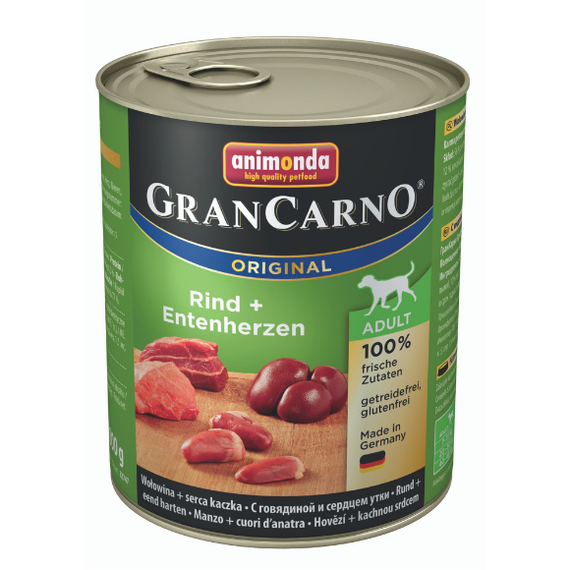 Animonda Gran Carno wołowina z kaczymi sercami karma dla psa puszka 800 g