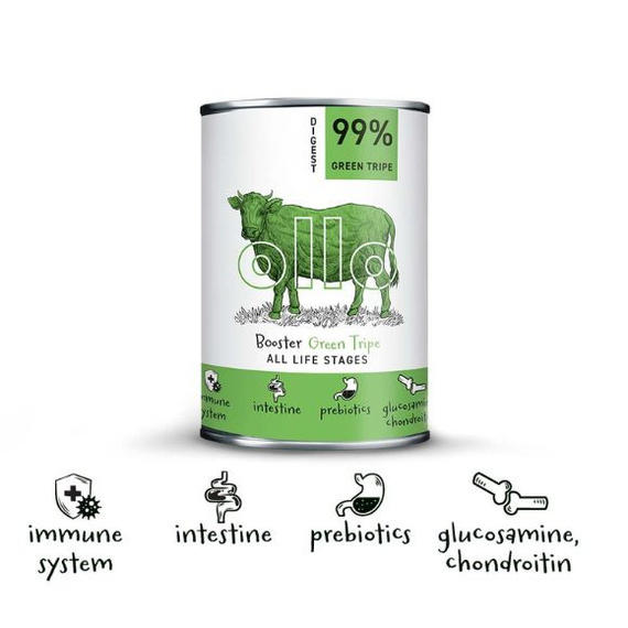 Ollo Booster Green Tripe mokra karma dla psa - zielone żwacze 400g