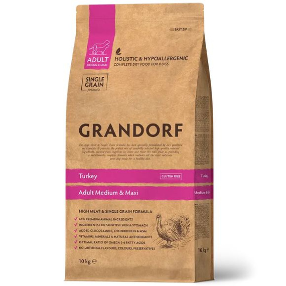 Grandorf Adult Medium Maxi Indyk 10kg sucha karma dla psów dorosłych