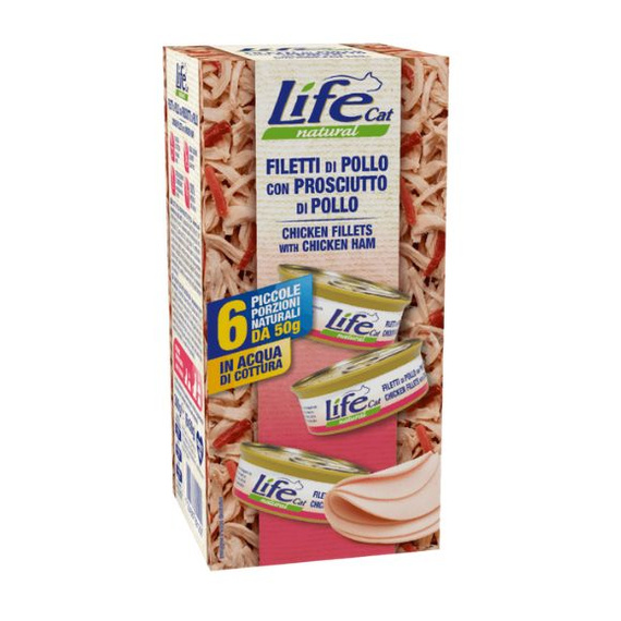 Life Cat Natural Kurczak z szynką drobiową multipack 6x50g