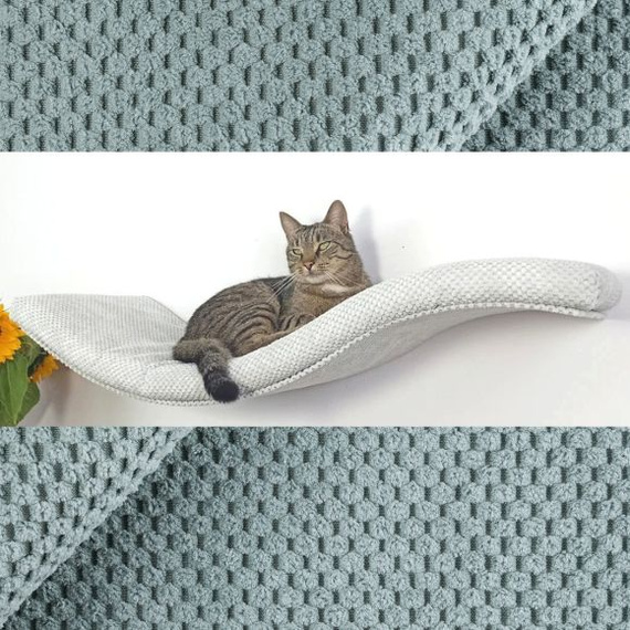 Cat's Atelier Półka na ścianę dla kota fala symetryczna lewa 75cm - miętowa