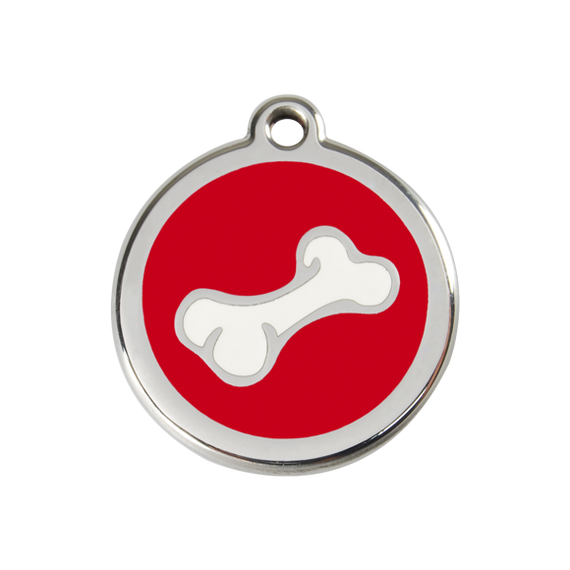 Adresówka dla psa średnia - okrągła zawieszka KOŚĆ różne kolory - Red Dingo