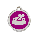 Adresówka dla psa średnia - okrągła zawieszka KOŚĆ W MISCE różne kolory - Red Dingo