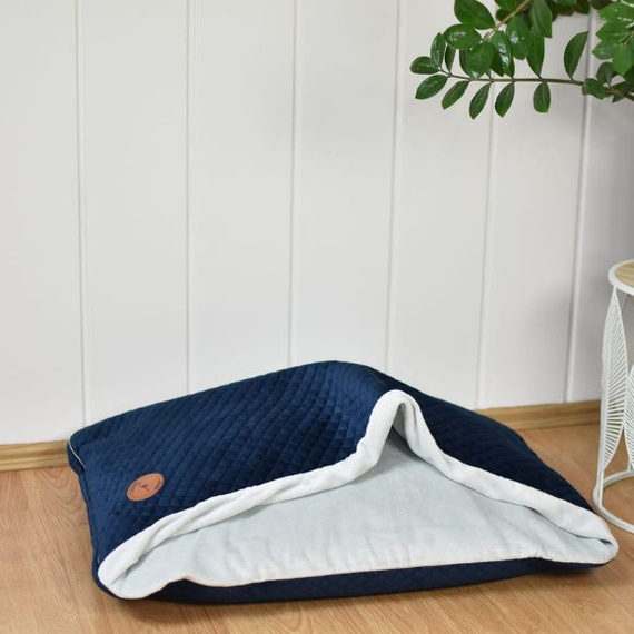 Legowisko dla psa lub kota - Lauren Design Norka Nel granatowy velvet 100 x 80 cm