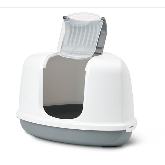 Savic Nestor Corner - biało-szara duża narożna toaleta dla kota