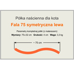 Półka dla kota FALA 75 symetryczna lewa kolor czerwony