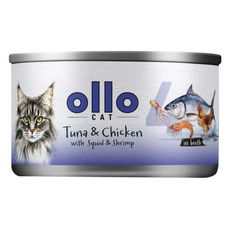 Ollo Cat Nr 4 Tuńczyk, Kurczak z Kałamarnicą i Krewetkami mokra karma dla kota