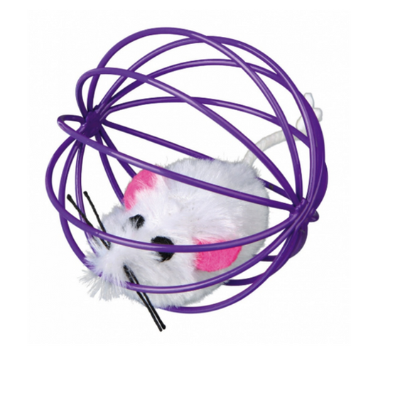 Pluszowa myszka w kulce - zabawka dla kota - Trixie