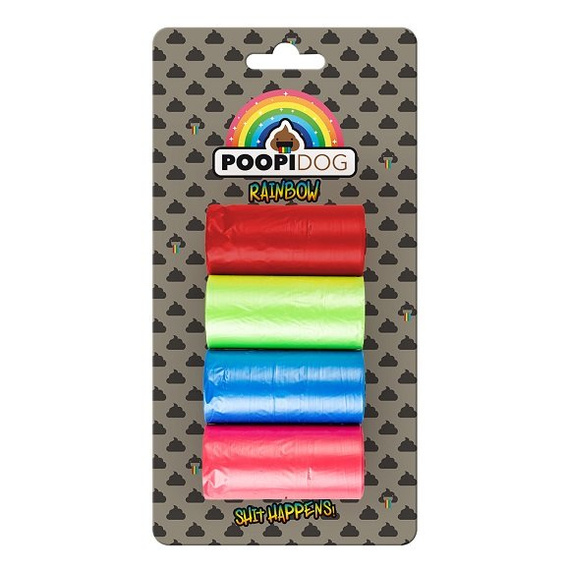 Duvo+ kolorowe woreczki na psie odchody RAINBOW 4x15szt